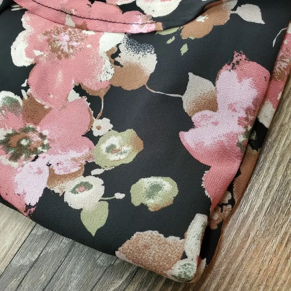 West of Melrose Pink Floral Ruffle Asymmetrical Skirt M Romantic Edgy Coquette